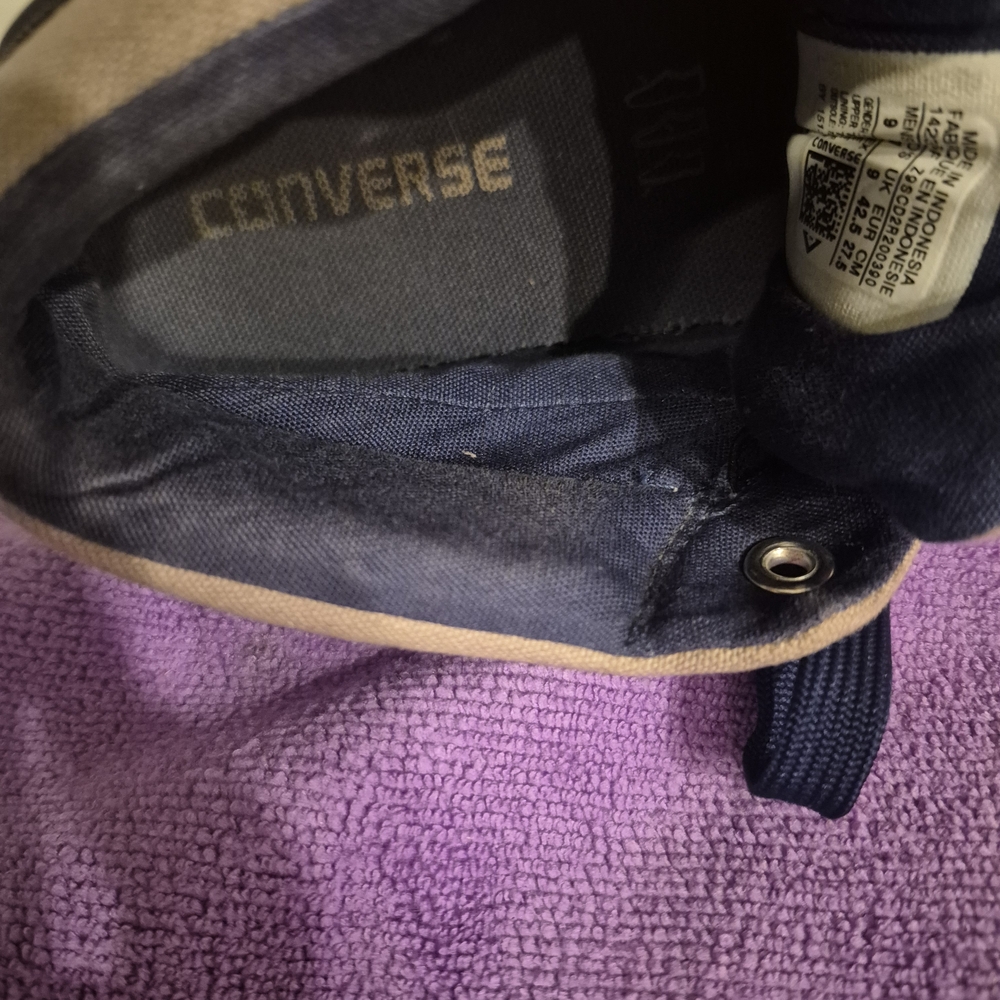 Converse Chuck Taylor All Star Mid top Tan / Navy Sneakers Men's 9 Women's 11 - Picture 6 of 7